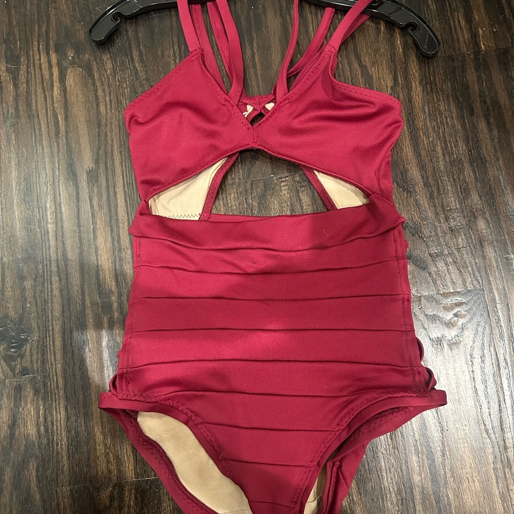 Womans Burgundy One Piece bodysuit/leotard